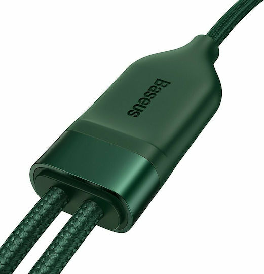 Baseus Flash Series Braided USB to Lightning / Type-C Cable 5A Πράσινο 1.2m (CA1T2-F06)