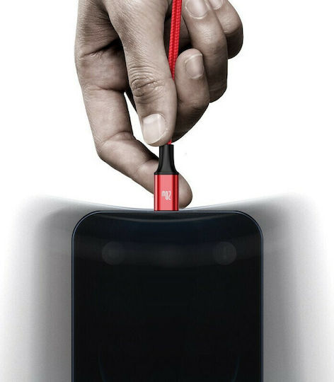 Baseus Rapid Series Braided USB to Lightning / Type-C / micro USB 1.5m 3A Cable Red (CAMLT-SC09)
