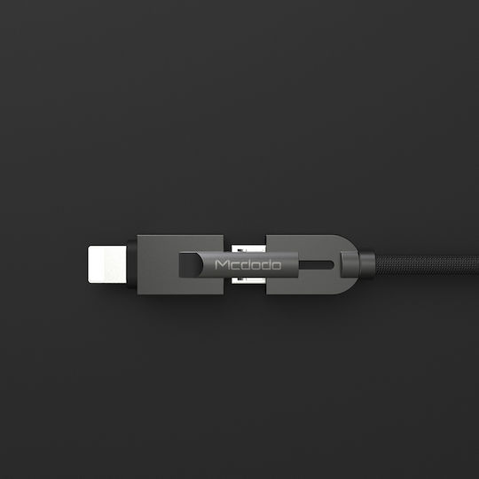 Mcdodo Braided Cablu USB la Lightning / micro USB cu mai multe porturi Negru 1.2m (CA-3911)