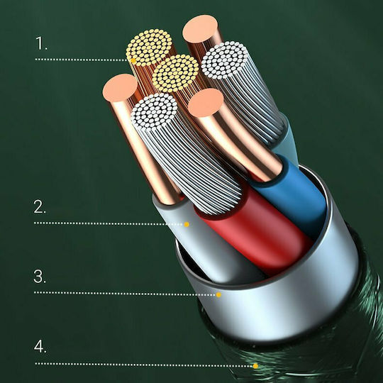 Proda Braided USB to Lightning / Type-C / micro USB Cable Μαύρο 1.2m (PD-B59th)