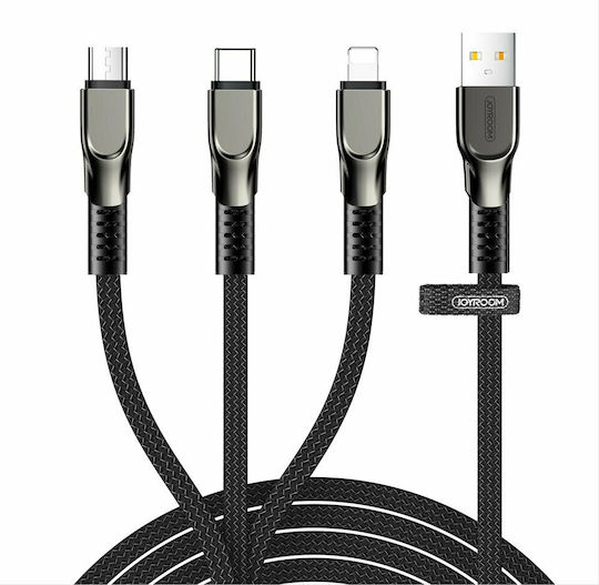 Joyroom S-1335K4 Geflochten USB zu Blitzschlag / Typ-C,TC-TC / Micro-USB Kabel 3.5A Schwarz 1.3m