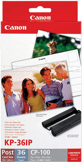 Canon KP-36IP Photo Paper Gloss A6 (10x15) for Printers Thermal Sublimation/Transfer 36 Sheets