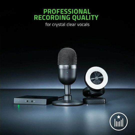 Razer Seiren Mini Кондензаторен Микрофон USB Настолен за Вокали Черен в Черен Цвят