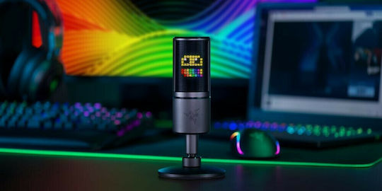 Razer Seiren Emote Microfon Condensator USB Desktop, Braț flexibil pentru Vocale