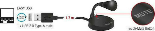 DeLock USB Microphone with base and Touch-Mute Button Microphone USB Desktop, Gooseneck