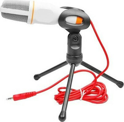 Ezra CTK-SF-666-ΟΕΜ Condenser Microphone 3.5mm Tabletop for Vocals in White Color