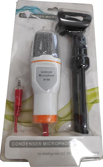 Ezra CTK-SF-666-ΟΕΜ Condenser Microphone 3.5mm Tabletop for Vocals in White Color
