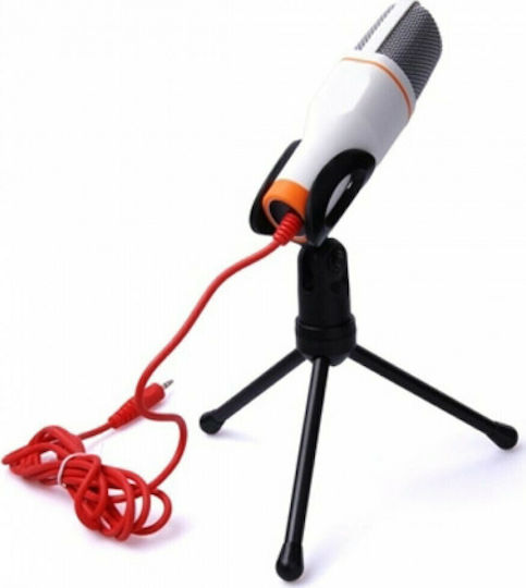 Ezra CTK-SF-666-ΟΕΜ Condenser Microphone 3.5mm Tabletop for Vocals in White Color