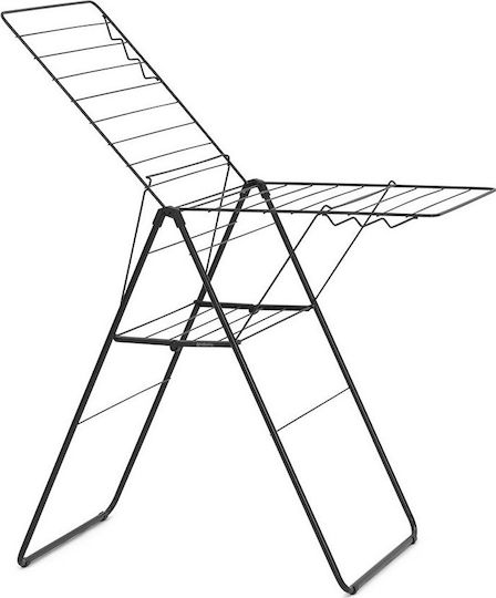 Brabantia Hangon Folding Floor Metallic Clothes Drying Rack Matt Black with 20m Hanging Length
