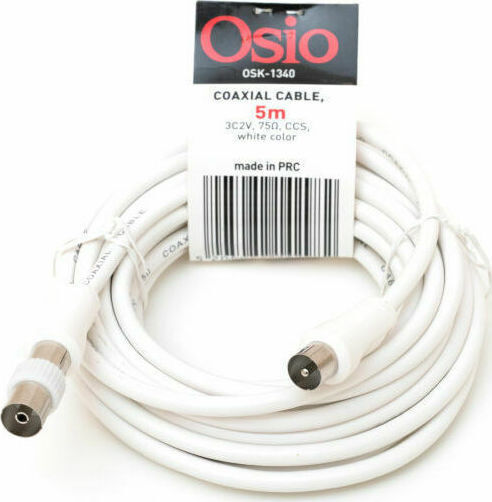 Osio Antenna Cable Coax male - Coax female White 5m (OSK-1340) 1pcs
