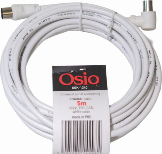 Osio Antenna Cable Coax male - Coax female White 5m (OSK-1340) 1pcs