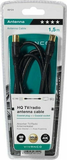 Vivanco Antenna Cable Coax male - Coax female Black 3m (48125) 1pcs