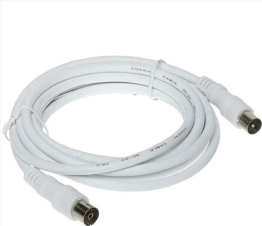 Eurolamp Cablu Antenă Coaxial de sex masculin - Coaxial de sex feminin Alb 1.5m (147-13126)