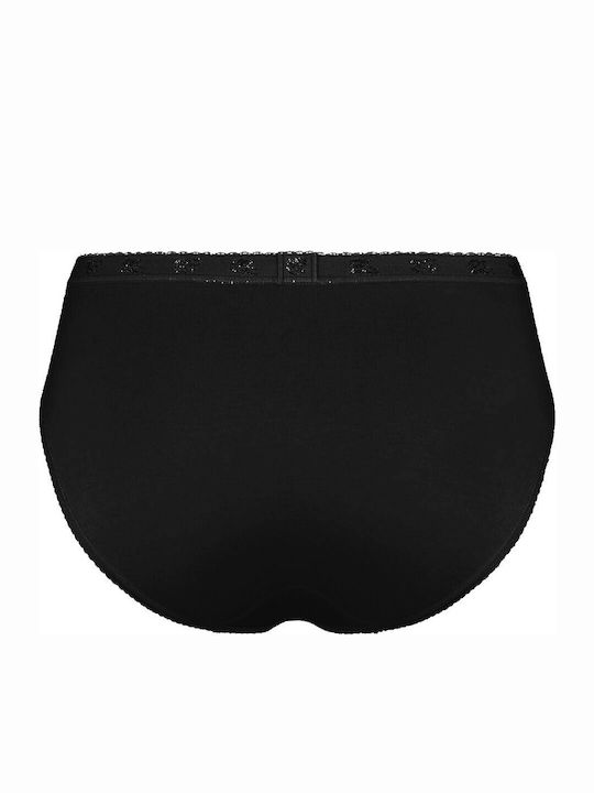 Chic Midi High-waisted Women's Slip with Lace Black