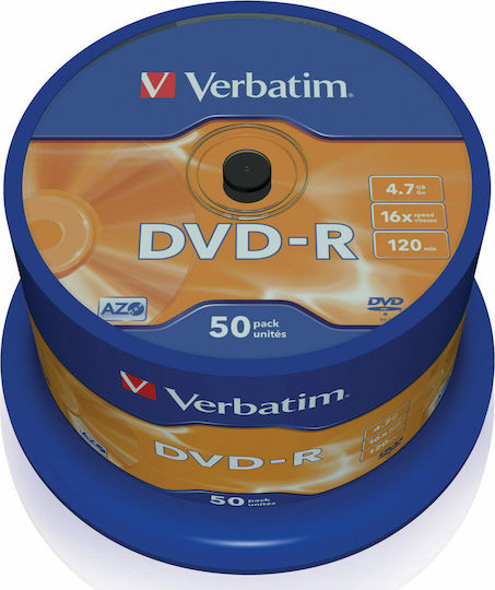 Verbatim Εγγράψιμα DVD-R 16x 4.7GB Cake Box 50τμχ