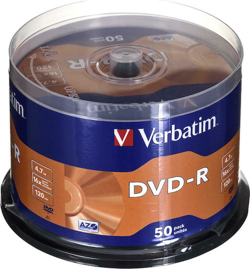Verbatim Εγγράψιμα DVD-R 16x 4.7GB Cake Box 50τμχ