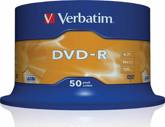 Verbatim Εγγράψιμα DVD-R 16x 4.7GB Cake Box 50τμχ