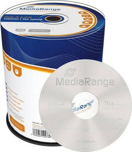 MediaRange Εγγράψιμα DVD+R 16x 4.7GB Cake Box 100τμχ