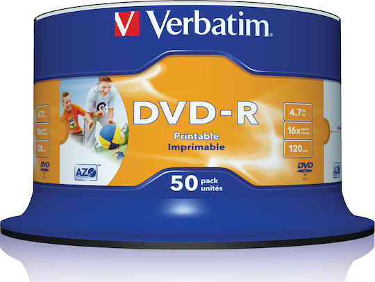 Verbatim Recordable DVD-R 16x 4.7GB Cake Box 50pcs
