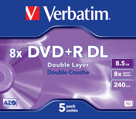 Verbatim Recordable DVD+R 8x Dual Layer 8.5GB 5pcs