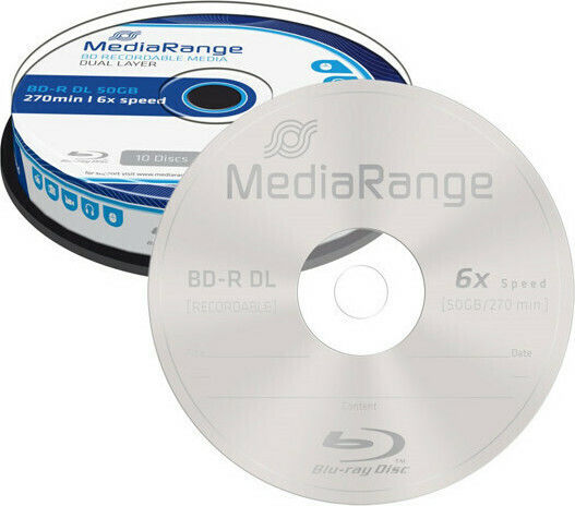 MediaRange Εγγράψιμα BD-R 6x Dual Layer 50GB Cake Box 10τμχ