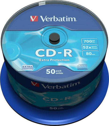Verbatim Εγγράψιμα CD-R 52x 700MB Cake Box 50τμχ