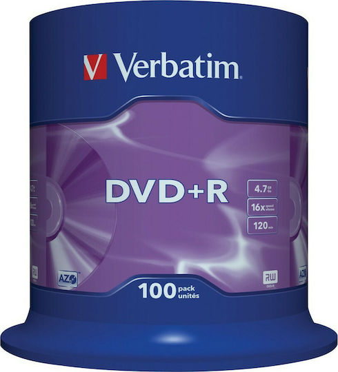 Verbatim Εγγράψιμα DVD+R 16x 4.7GB Cake Box 100τμχ
