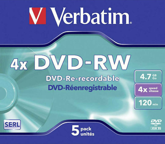 Verbatim Rewritable DVD-RW 4x 4.7GB 5pcs