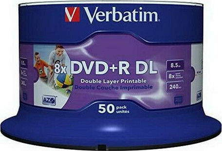 Verbatim Beschreibbare DVD+R 8x Doppelschicht 8.5GB Kuchenbox 50Stück