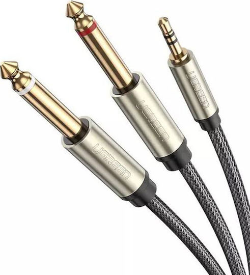 Ugreen AV126 Кабел 2x 6,3 мм мъжки - 3,5 мм мъжки 1м Сив (10613)