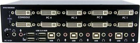 StarTech 4 Port Dual DVI USB KVM Switch with Audio & USB 2.0 Hub
