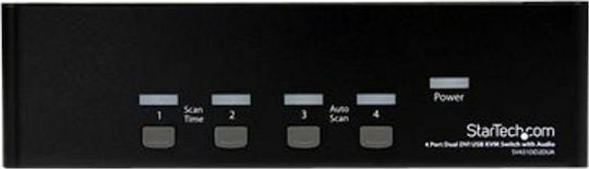 StarTech 4 Port Dual DVI USB KVM Switch with Audio & USB 2.0 Hub