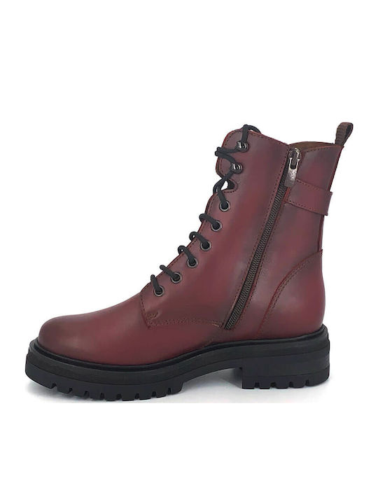 Leather Women's Ankle Boots Burgundy