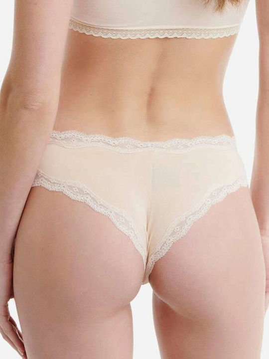 Bamboo Femei Brazilia 2Pack cu Dantelă Bej