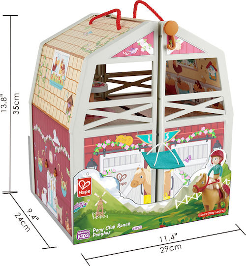 Hape The Pony Farm in Suitcase Wooden Dollhouse