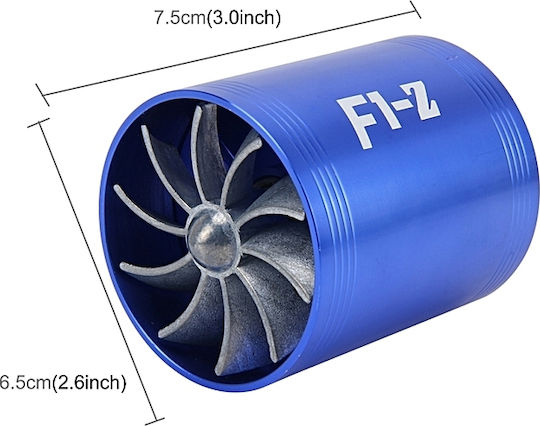 Carner F1-Z Car Fuel Saver Στροβιλιστής Αέρα Διπλός Super Spiral Turbo Fan Sound