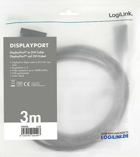 LogiLink Cable DVI-D male - DisplayPort male 3m (CV0132)