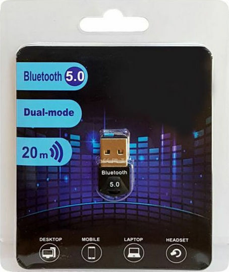 Powertech BT-006 USB Bluetooth 5.0 Adapter με Εμβέλεια 20m