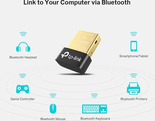 TP-LINK UB400 v1 USB Bluetooth 4.0 Адаптер с Обхват 10м Черен