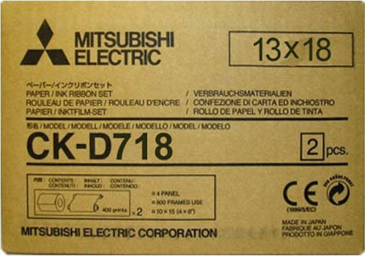 Mitsubishi Electric CK-D718 Compatible Ribbon Ink Cartridge for Mitsubishi 13x18 cm 2x 230 Abzüge Schwarz 2Stück