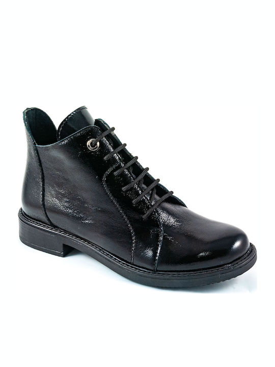 Women's Patent Leather Ankle Boots Black