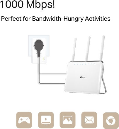 TP-LINK TL-PA7019P KIT v1 Powerline Double Wired with Passthrough Socket and Gigabit Ethernet Port