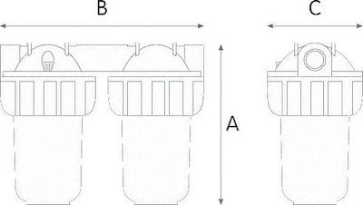 Atlas Filtri Junior Duplex 3P AFO SX AS Wasserfiltrationssystem Zentrale Versorgung / Unter der Spüle Durchmesser 3/4'' 14005