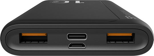 Silicon Power QP15 Power Bank 10000mAh 18W με 2 Θύρες USB-A και Θύρα USB-C Power Delivery / Quick Charge 3.0 Μαύρο