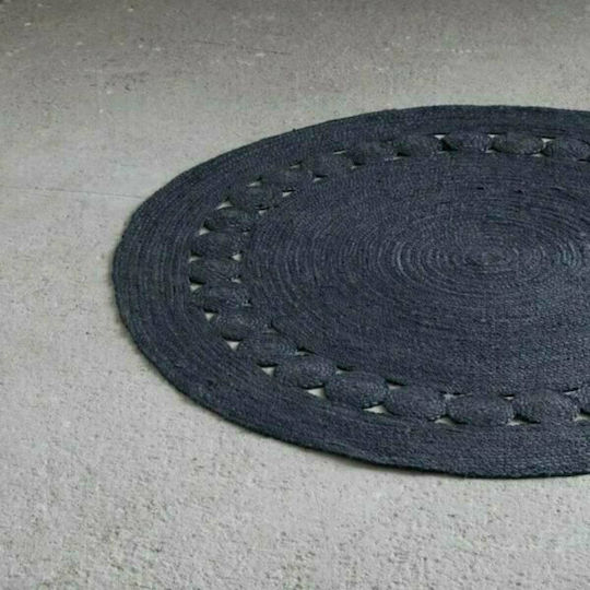 Nima Makrame Wohnzimmer Teppich Rund Sommer Korbweide Dunkelgrau Herstellerfarbe Φ150cm