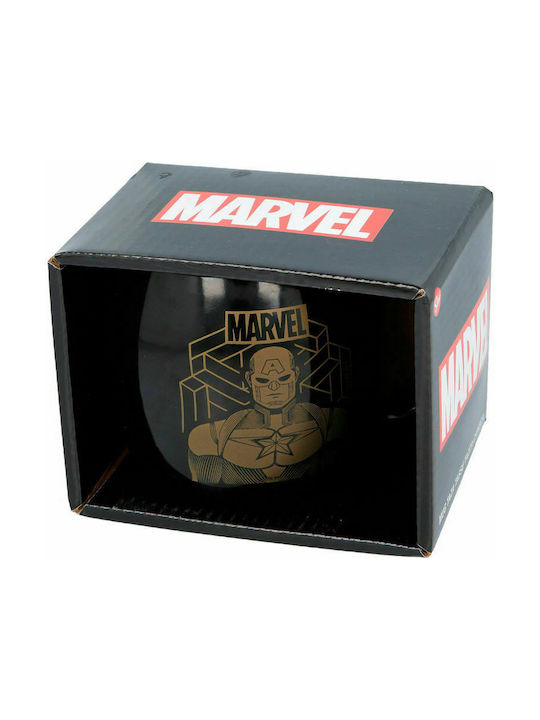 Stor Marvel - Captain America Globe Cană Ceramică Neagră 385ml 1buc