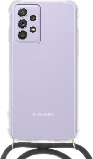 Forcell Cord Back Cover Σιλικόνης με Λουράκι Διάφανο (Galaxy A52 / A52s)