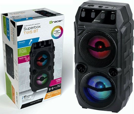 Tracer Superbox TWS Ηχείο Bluetooth 10W με Ραδιόφωνο και Διάρκεια Μπαταρίας έως 9 ώρες Μαύρο