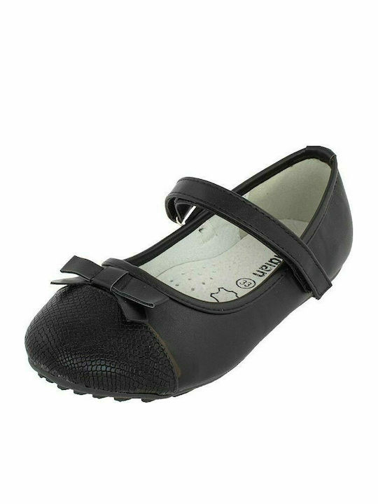 Meridian Kids Ballerinas with Hoop & Loop Closure Black