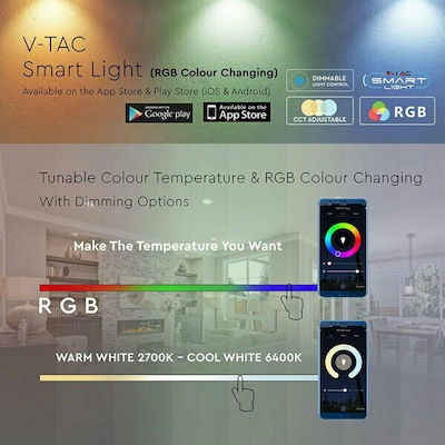V-TAC Smart Λάμπα LED για Ντουί E27 και Σχήμα A60 RGBW 1055lm Dimmable